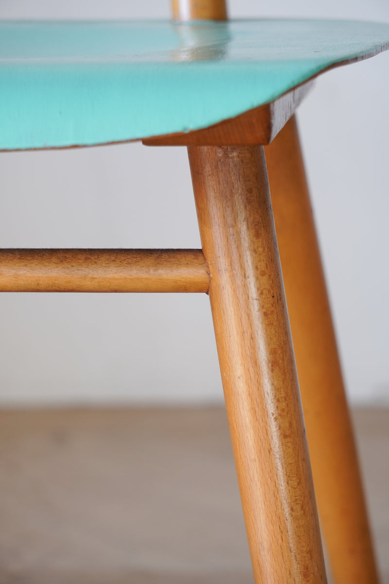 Wooden Chair by TON(two-tone painted/light blue, ivory) 木製 ダイニングチェア
