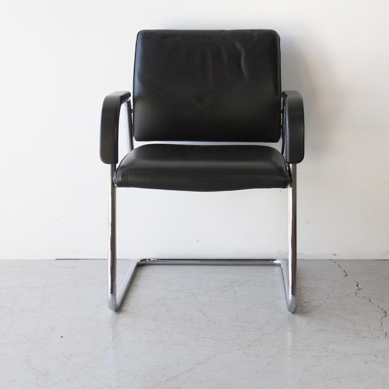 Vintage Leather Chrome Arm Chair